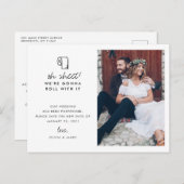 Funny Roll mit it Foto Hochzeit Aufschub Ankündigungspostkarte (Vorne/Hinten)