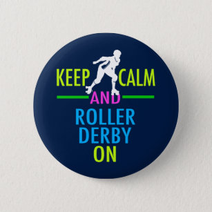 Funny Roller Derby Girl Button