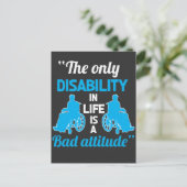 Funny Rollstuhl Handicap Geschenk Positive Behinde Postkarte (Stehend Vorderseite)