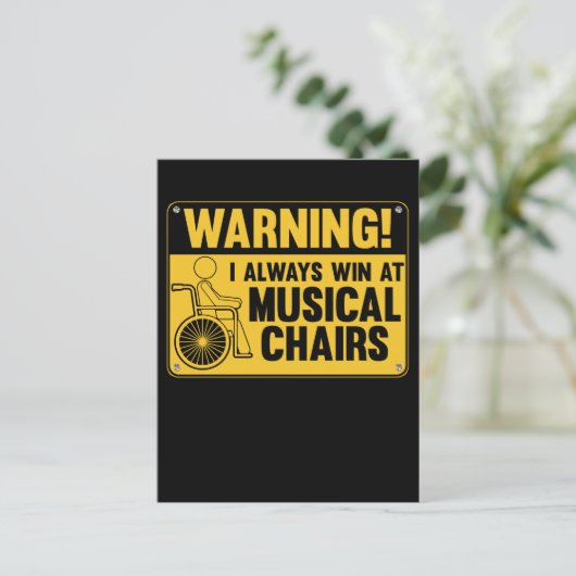 Funny Rollstuhl Musicalstuhl Spaß Postkarte (Stehend Vorderseite)