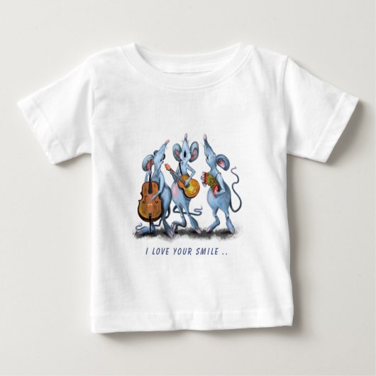 Funny Romantic Mouse Band Baby T-Shirt (Vorderseite)