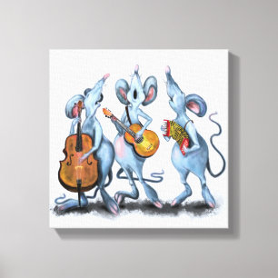 Funny Romantic Mouse Band - Cartoon Tier Zeichnend Leinwanddruck