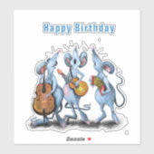 Funny Romantic Mouse Band - Happy Birthday Aufkleber (Blatt)