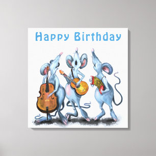 Funny Romantic Mouse Band - Happy Birthday Leinwanddruck