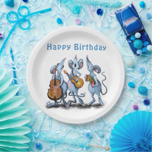 Funny Romantic Mouse Band - Happy Birthday Pappteller (Party)