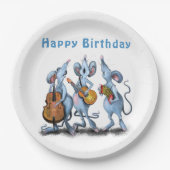Funny Romantic Mouse Band - Happy Birthday Pappteller (Vorderseite)