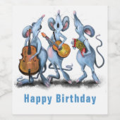 Funny Romantic Mouse Band - Happy Birthday Weinetikett (Einzelnes Label)