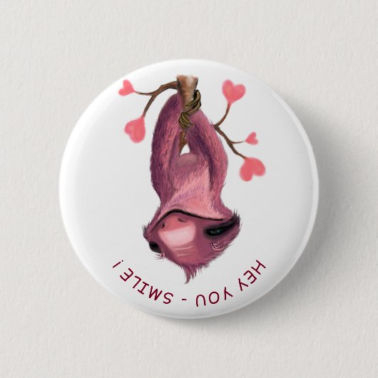 Funny Romantic Sloth Smile Button (Vorderseite)