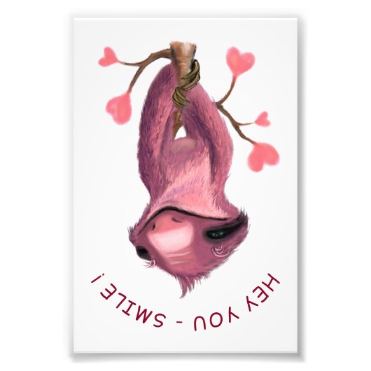 Funny Romantic Sloth Smile Cartoon - individuell a Fotodruck (Vorne)