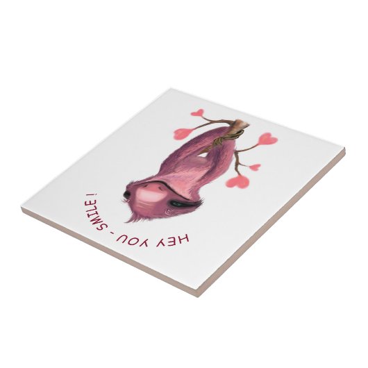Funny Romantic Sloth Smile Ceramic Tile Fliese (Seite)