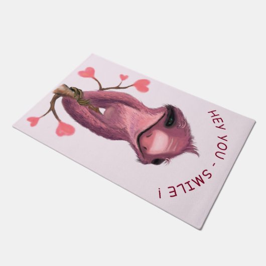 Funny Romantic Sloth Smile Doormat Fußmatte (Schrägansicht)