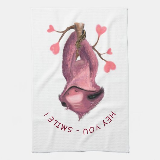 Funny Romantic Sloth Smile Kittuch Geschirrtuch (Vertikal)