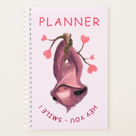 Funny Romantic Sloth Smile Planner Cartoon Planer (Vorderseite)