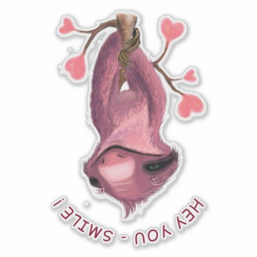 Funny Romantic Sloth Smile Sticker (Vorderseite)
