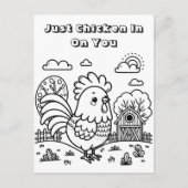 Funny Rooster and Chicken Puff Colon Me Postkarte (Vorderseite)