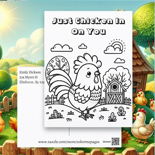 Funny Rooster and Chicken Puff Colon Me Postkarte