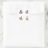 Funny Rooster Cartoon Character 4 Pack Stickers (Tasche)