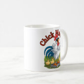 Funny Rooster Cartoon Design Geschenk-Chick Magnet Kaffeetasse (VorderseiteRechts)