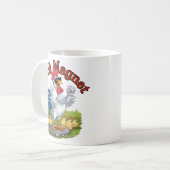 Funny Rooster Cartoon Design Geschenk-Chick Magnet Kaffeetasse (Vorderseite Links)