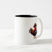 Funny Rooster Cartoon Illustration Art Zweifarbige Tasse (VorderseiteRechts)