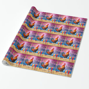 Funny Rooster Chicken Cocktails Tropisches Meer Geschenkpapier