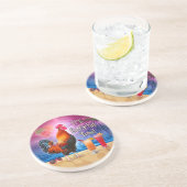 Funny Rooster Chicken Cocktails Tropisches Meer Sandstein Untersetzer (Seite)