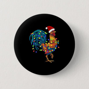 Funny Rooster Chicken Weihnachtsbeleuchtung Pajama Button