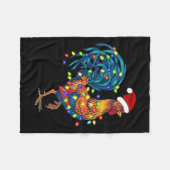 Funny Rooster Chicken Weihnachtsbeleuchtung Pajama Fleecedecke (Vorderseite (Horizontal))