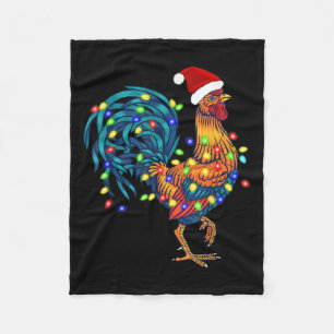 Funny Rooster Chicken Weihnachtsbeleuchtung Pajama Fleecedecke