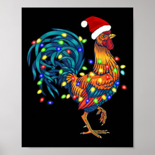 Funny Rooster Chicken Weihnachtsbeleuchtung Pajama Poster
