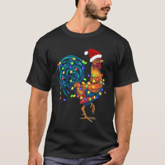 Funny Rooster Chicken Weihnachtsbeleuchtung Pajama T-Shirt