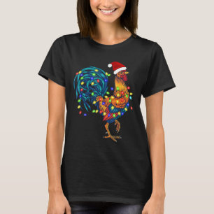 Funny Rooster Chicken Weihnachtsbeleuchtung Pajama T-Shirt
