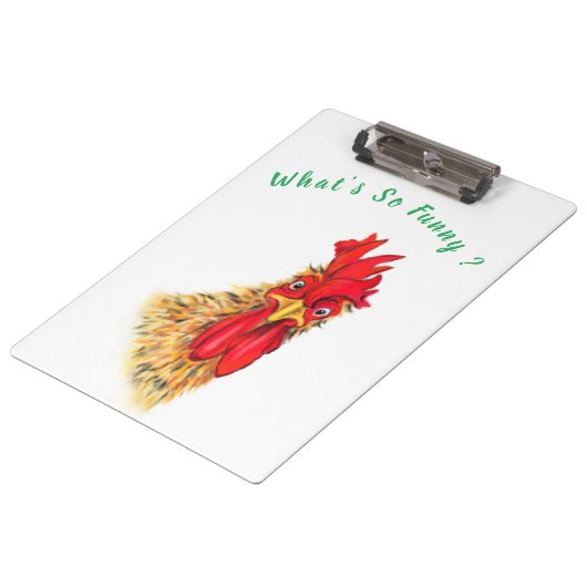 Funny Rooster Clipboard - Benutzerdefinierter Text Klemmbrett (Schrägansicht)