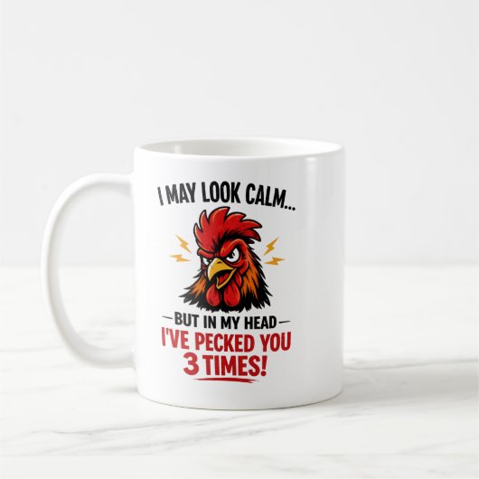 Funny Rooster Coworker Mug | I May Look Calm Kaffeetasse (Links)