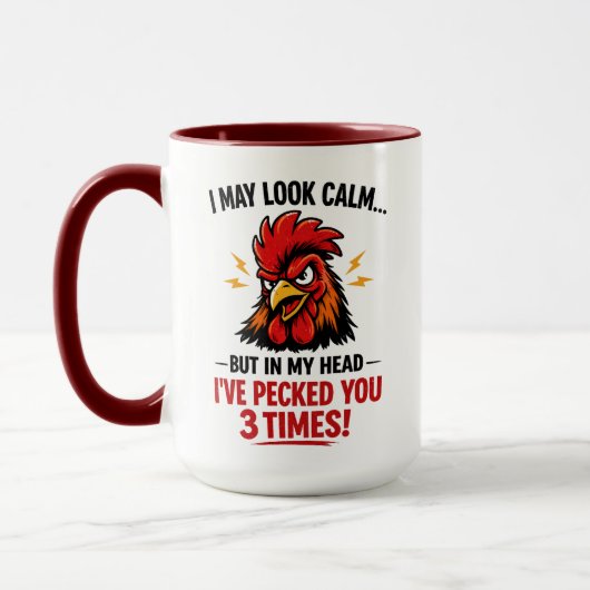Funny Rooster Coworker Mug | I May Look Calm Tasse (Links)