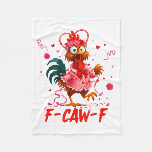Funny Rooster F-caw-f Valentines Day Chicken Fcawf Fleecedecke (Vorderseite)