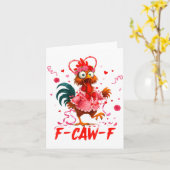Funny Rooster F-caw-f Valentines Day Chicken Fcawf Karte (Gelbe Blume)