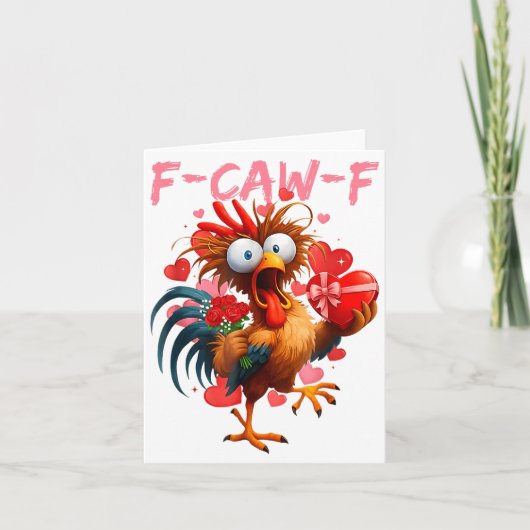 Funny Rooster F-caw-f Valentines Day Chicken Fcawf Karte (Vorderseite)