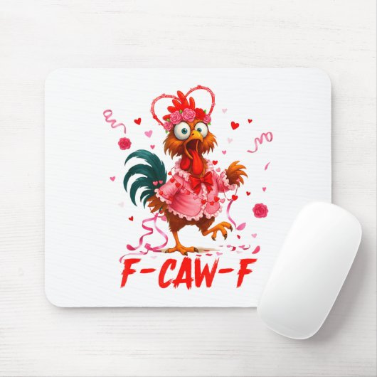 Funny Rooster F-caw-f Valentines Day Chicken Fcawf Mousepad (Mit Mouse)