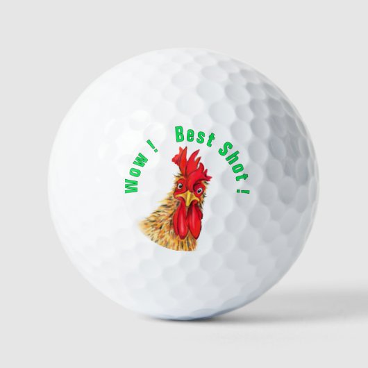 Funny Rooster Golf Balls mit Text Golfball (Vorderseite)