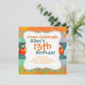 Funny Rooster Hen Funky Chicken Farm Animal Gips Einladung (Stehend Vorderseite)