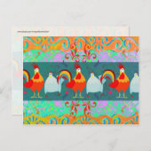 Funny Rooster Hen Funky Chicken Farm Animal Gips Postkarte (Vorne/Hinten)