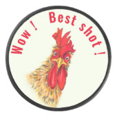 Funny Rooster Hockey Puck - Custom Text (Vorderseite)