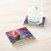 Funny Rooster Hühnchen trinken tropischen Namen St Glasuntersetzer (Schrägansicht)