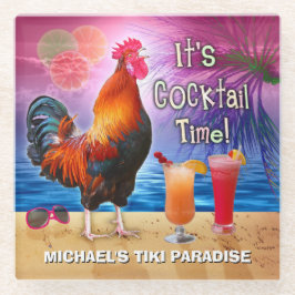 Funny Rooster Hühnchen trinken tropischen Namen St Glasuntersetzer