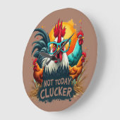 Funny Rooster "Not Today Clucker" Farm Leben Kunst Große Wanduhr (Winkel)