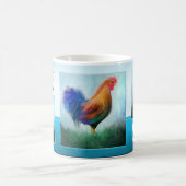 Funny Rooster Turquoise Kaffeetasse (Mittel)