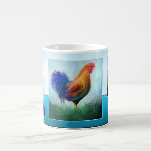 Funny Rooster Turquoise Kaffeetasse (Mittel)