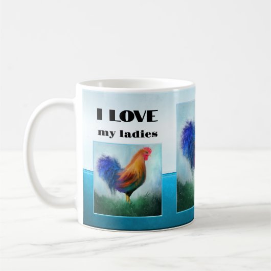 Funny Rooster Turquoise Kaffeetasse (Links)