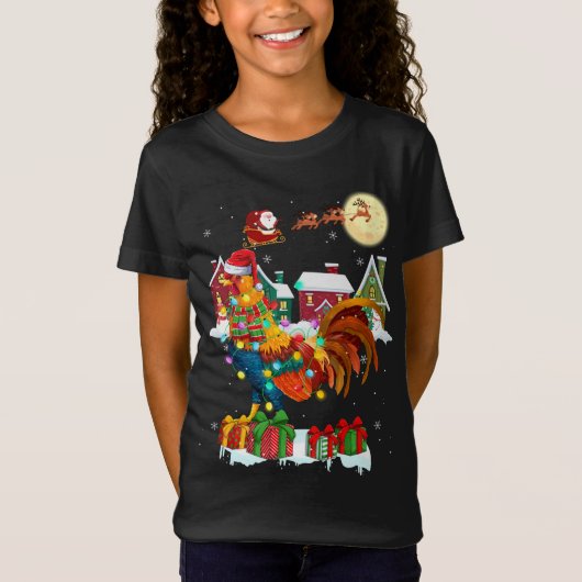 Funny Rooster Weihnachten Ugly Sweater Rooster Xma T-Shirt (Vorderseite)